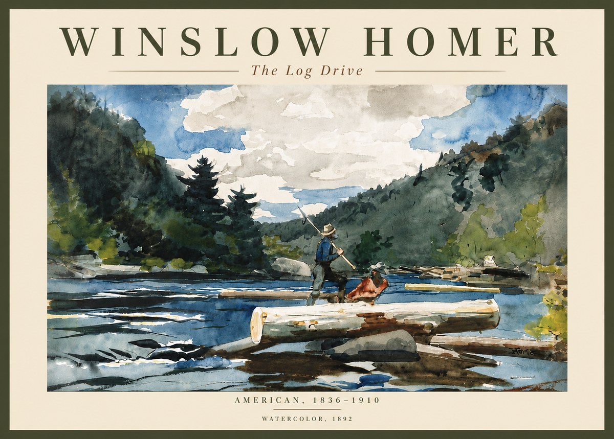 Winslow Homer The Log Drive No6 - Póster