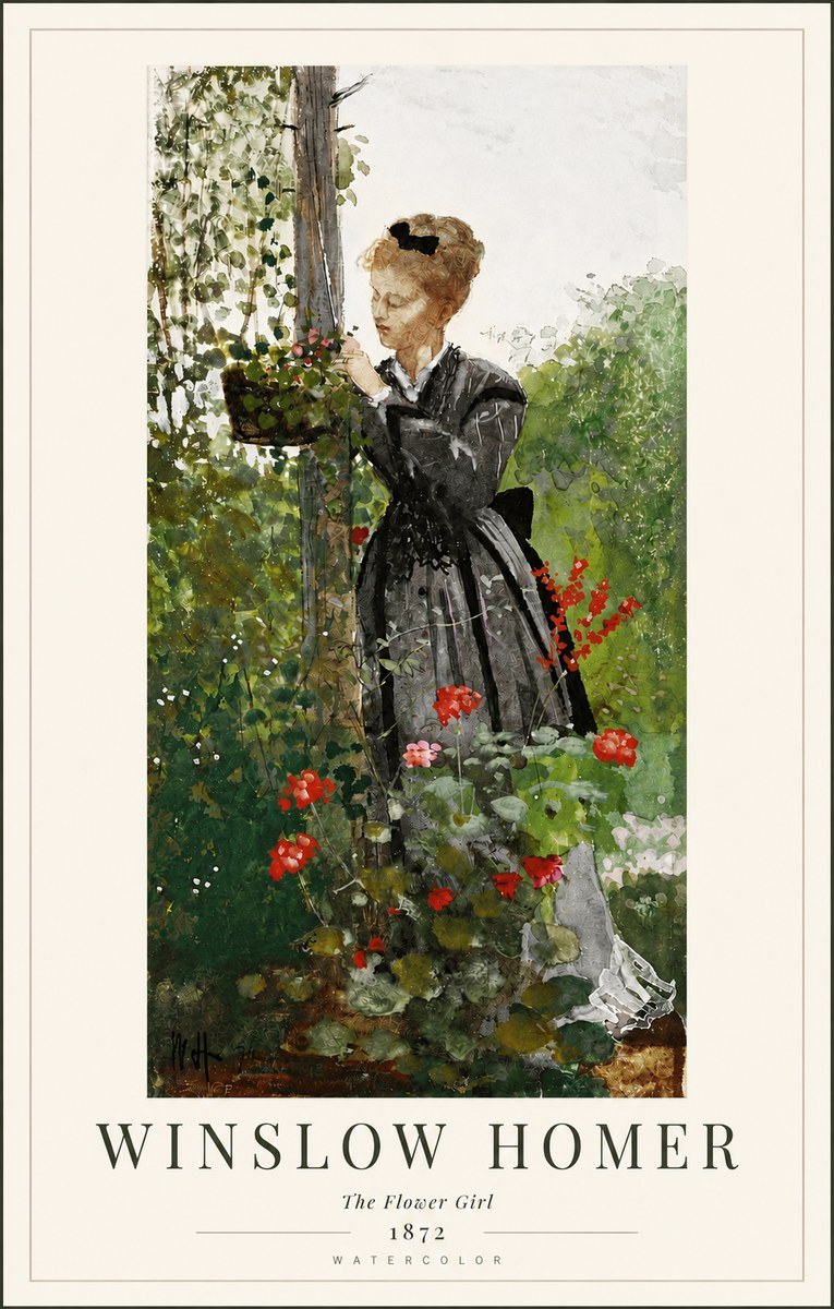 Winslow Homer The Flower Girl No4 - Póster