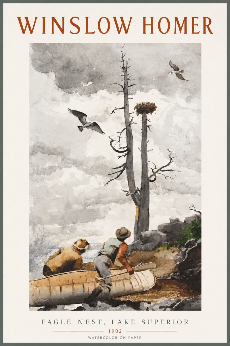 Winslow Homer Eagle Nest, Lake Superior No4 - Póster
