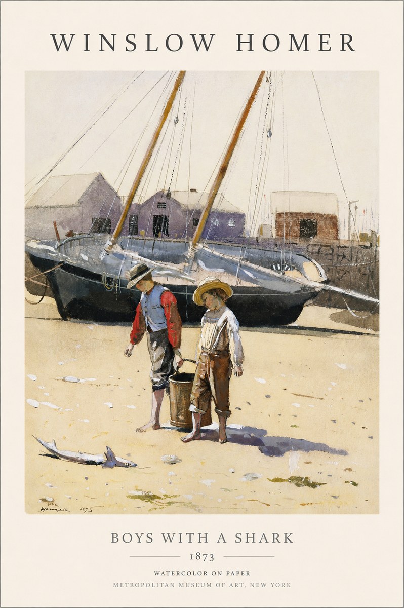 Winslow Homer Boys with a Shark No1 - Póster