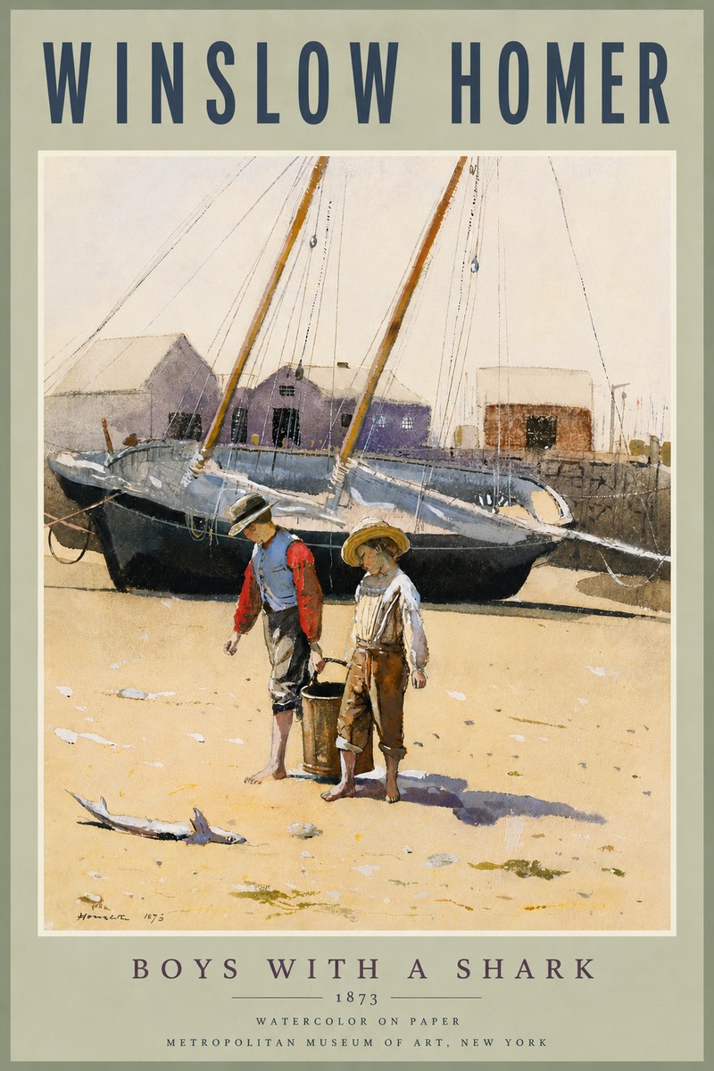Winslow Homer Boys with a Shark No6 - Póster