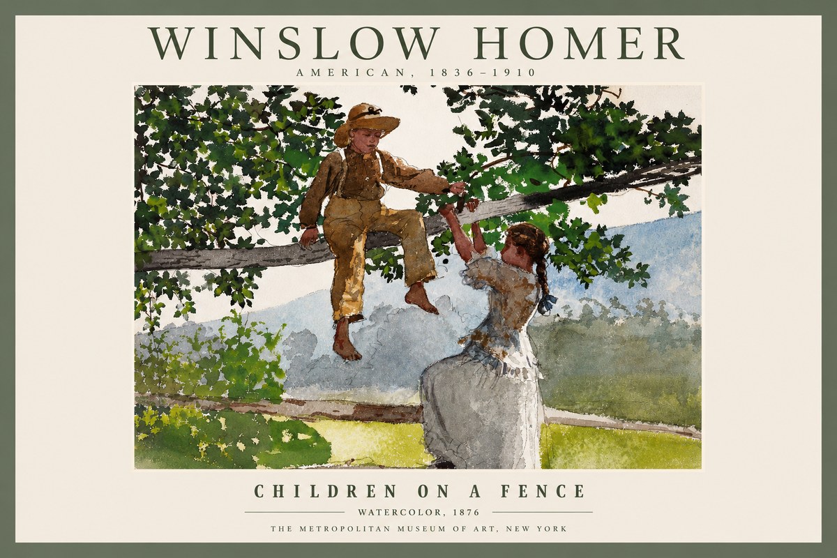 Winslow Homer Children on a Fence No2 - Póster