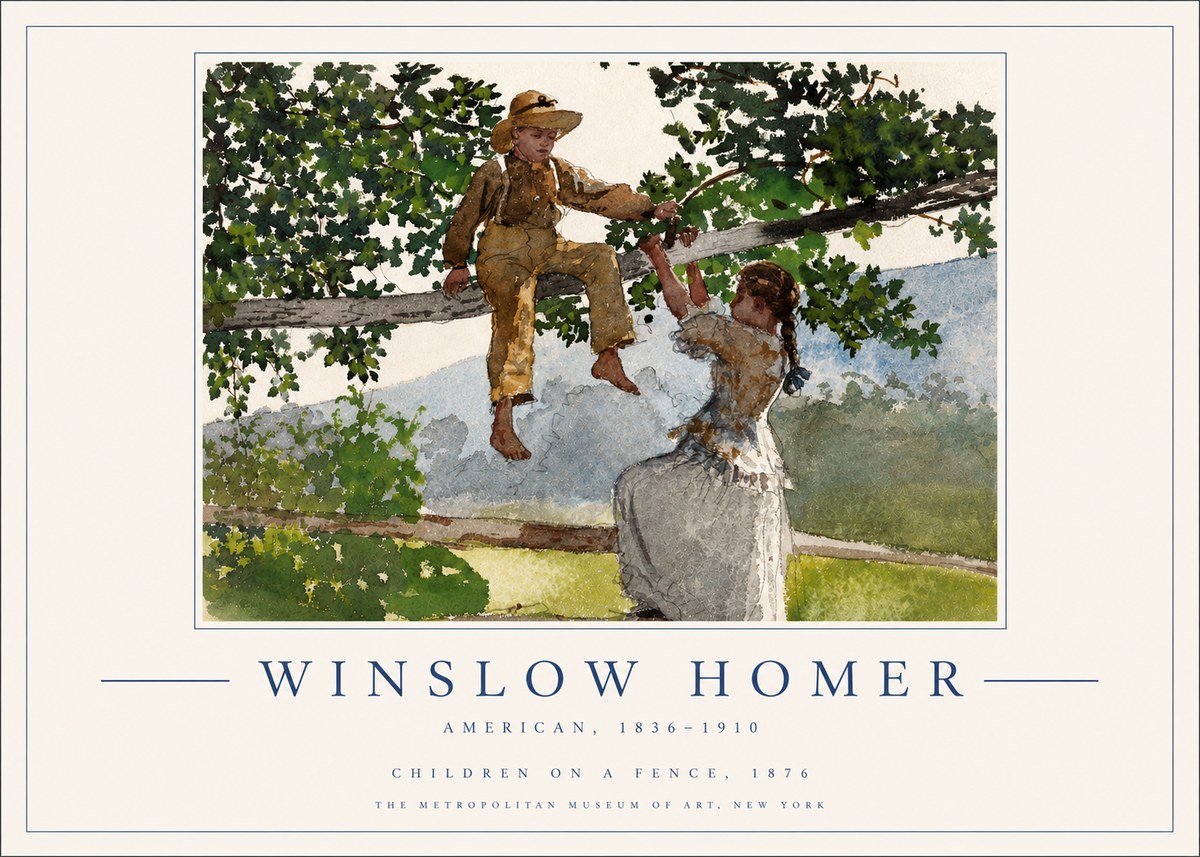 Winslow Homer Children on a Fence No3 - Póster