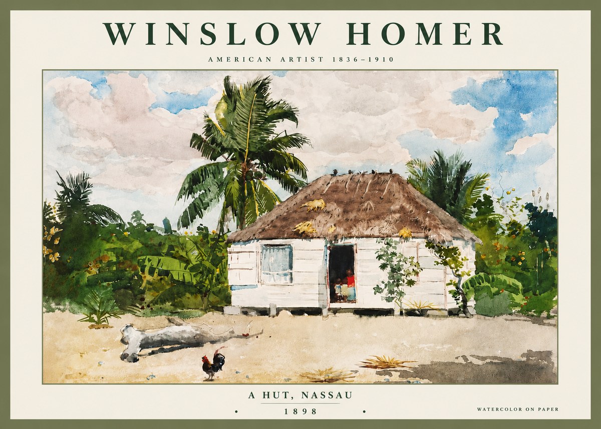 Winslow Homer A Hut, Nassau No4 - Póster
