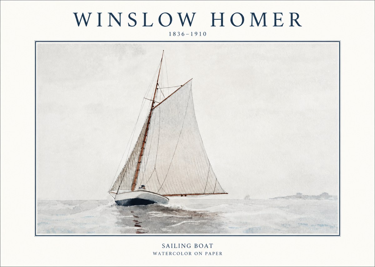 Winslow Homer Sailing Boat No1 - Póster