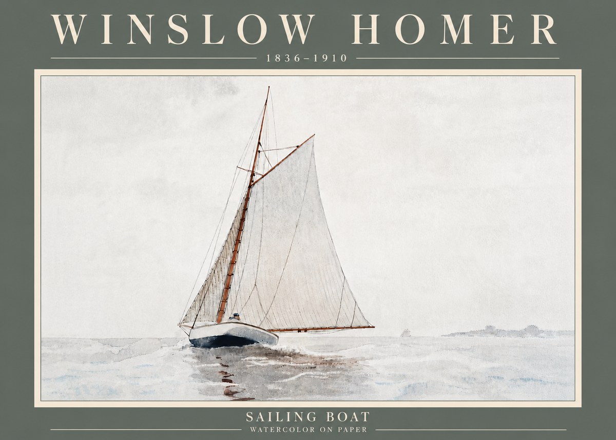 Winslow Homer Sailing Boat No5 - Póster