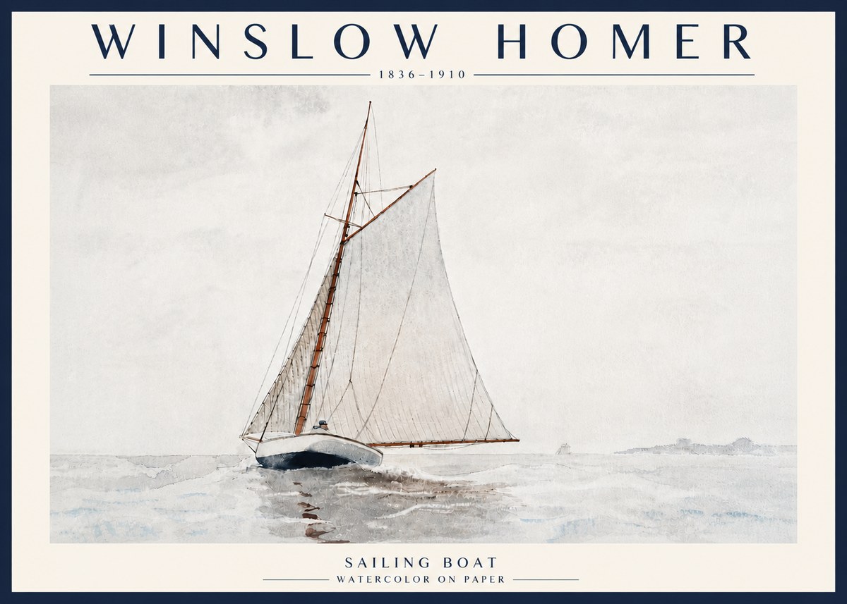 Winslow Homer Sailing Boat No6 - Póster