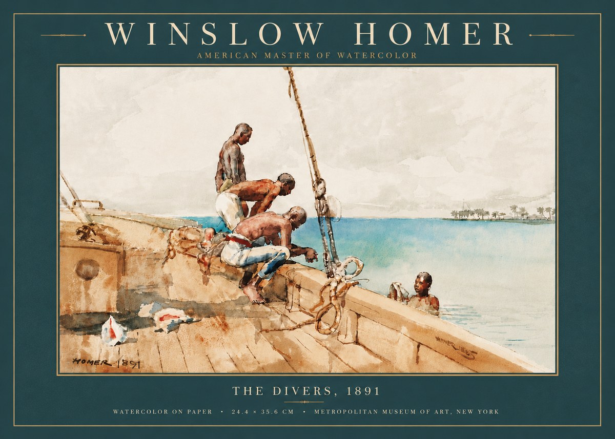 Winslow Homer The Divers (1891) No5 - Póster