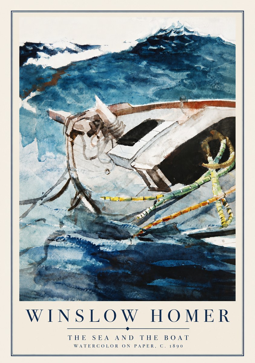 Winslow Homer The Sea and the Boat No5 - Póster