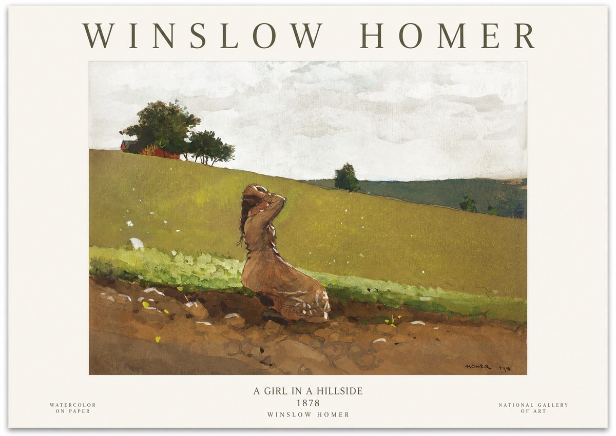 Winslow Homer A Girl in a Hillside No1 - Póster
