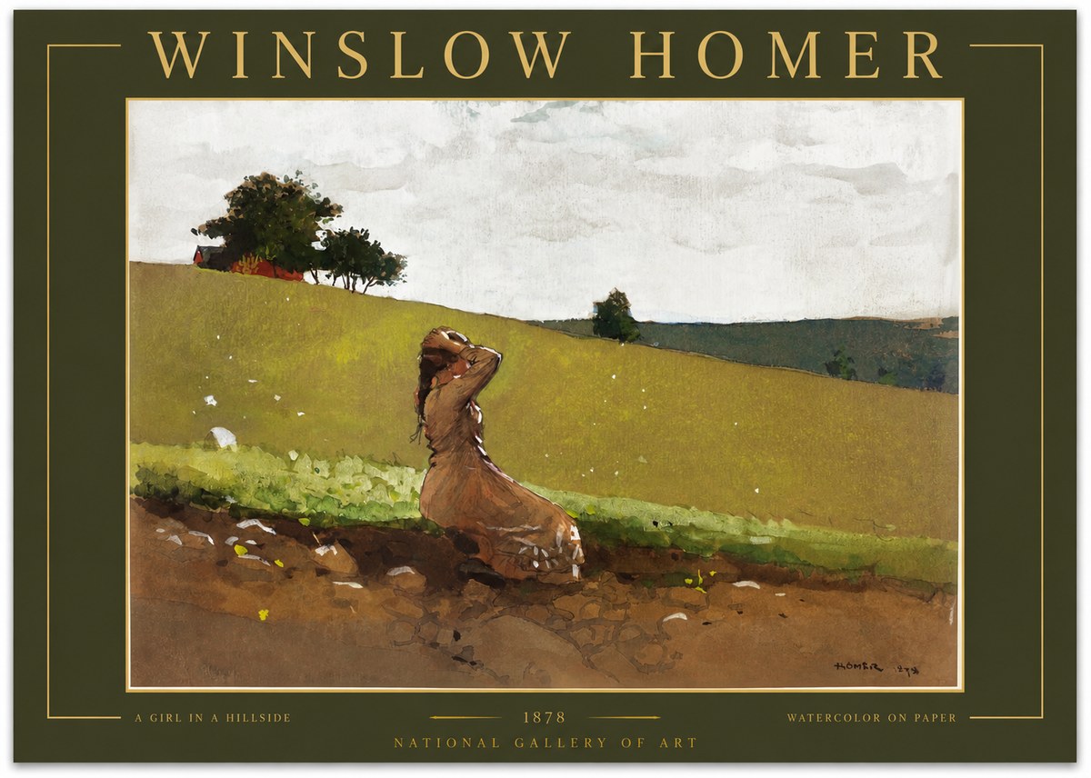 Winslow Homer A Girl in a Hillside No2 - Póster
