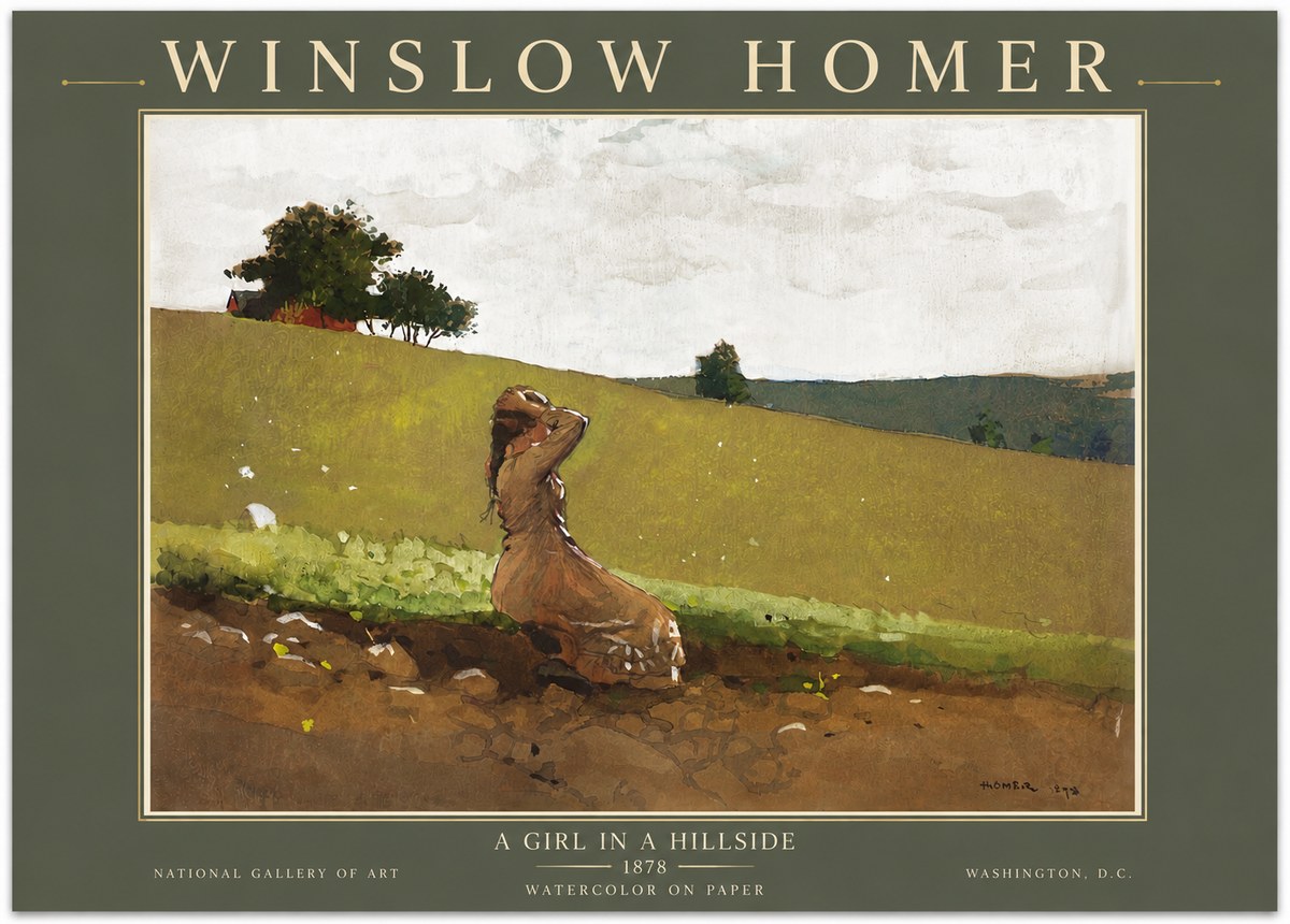 Winslow Homer A Girl in a Hillside No5 - Póster
