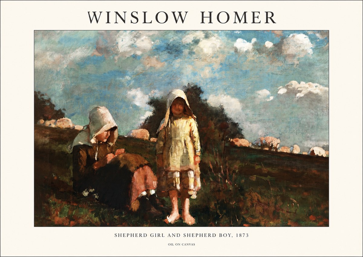 Winslow Homer Shepherd Girl and Shepherd Boy, 1873 No1 - Póster