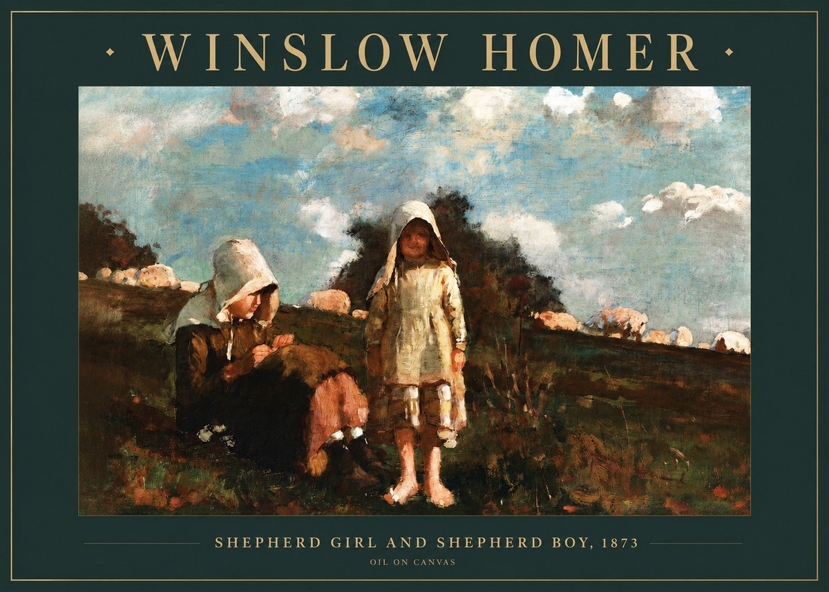 Winslow Homer Shepherd Girl and Shepherd Boy, 1873 No2 - Póster