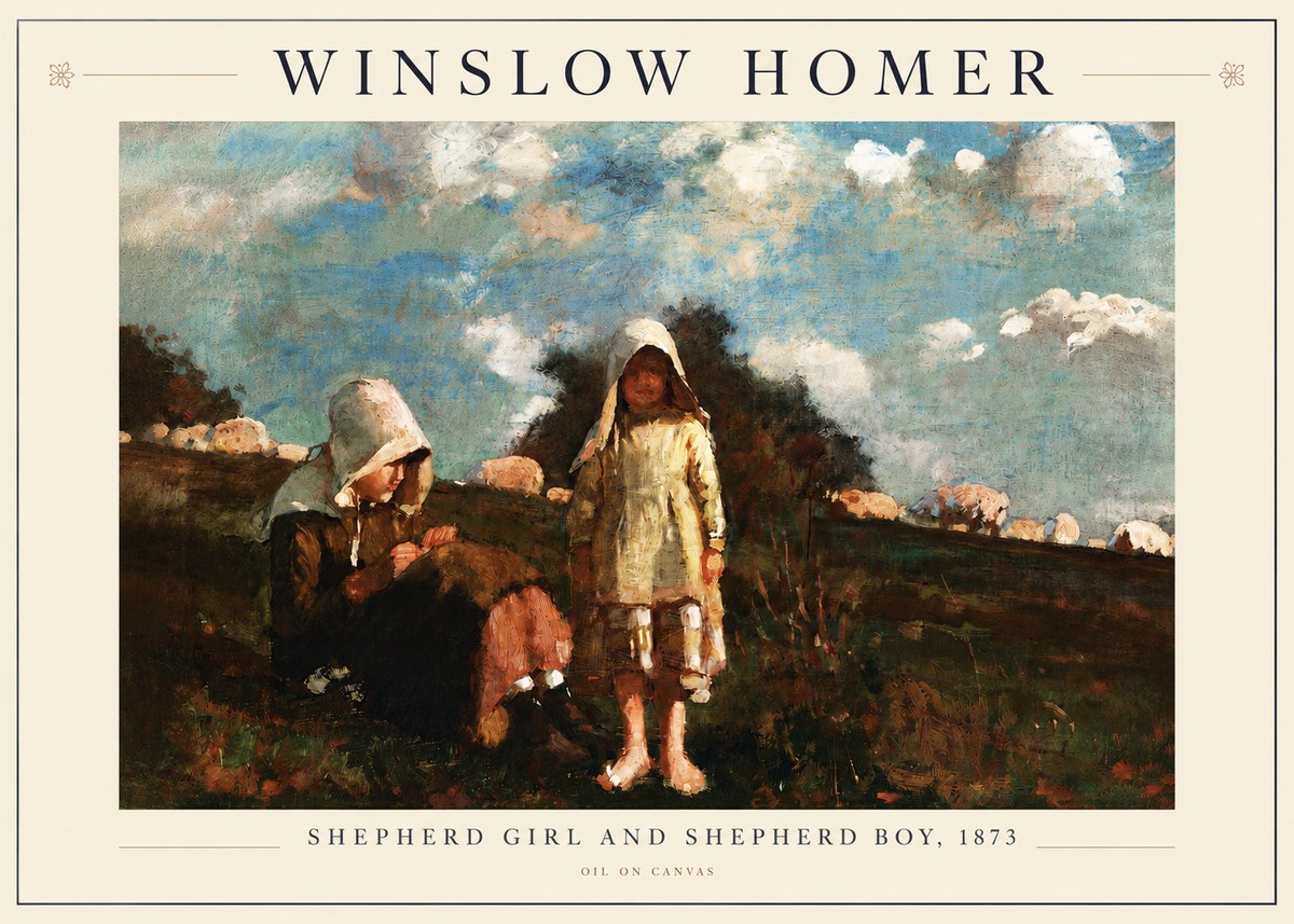 Winslow Homer Shepherd Girl and Shepherd Boy, 1873 No3 - Póster