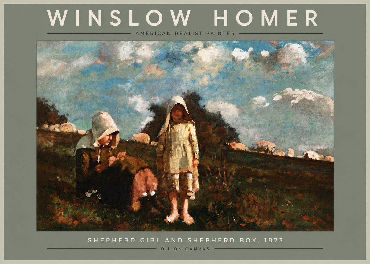 Winslow Homer Shepherd Girl and Shepherd Boy, 1873 No4 - Póster