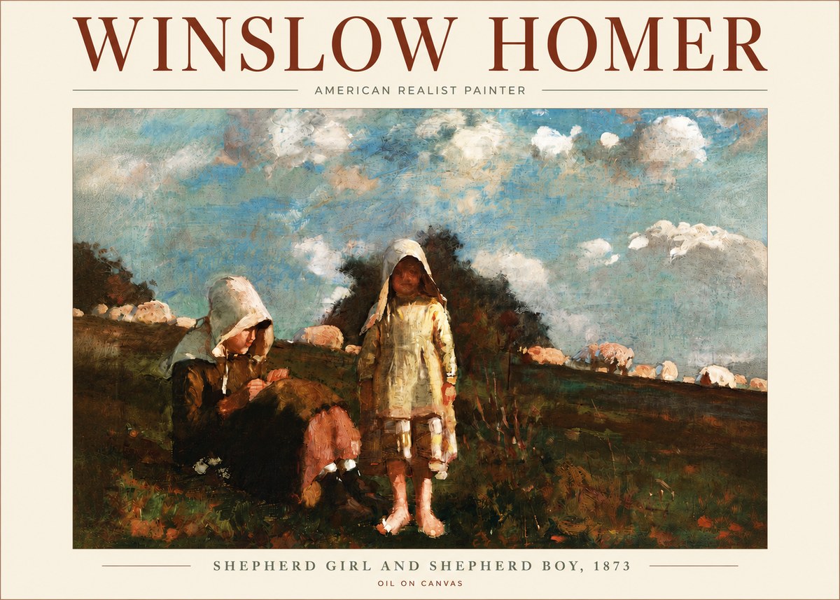 Winslow Homer Shepherd Girl and Shepherd Boy, 1873 No5 - Póster