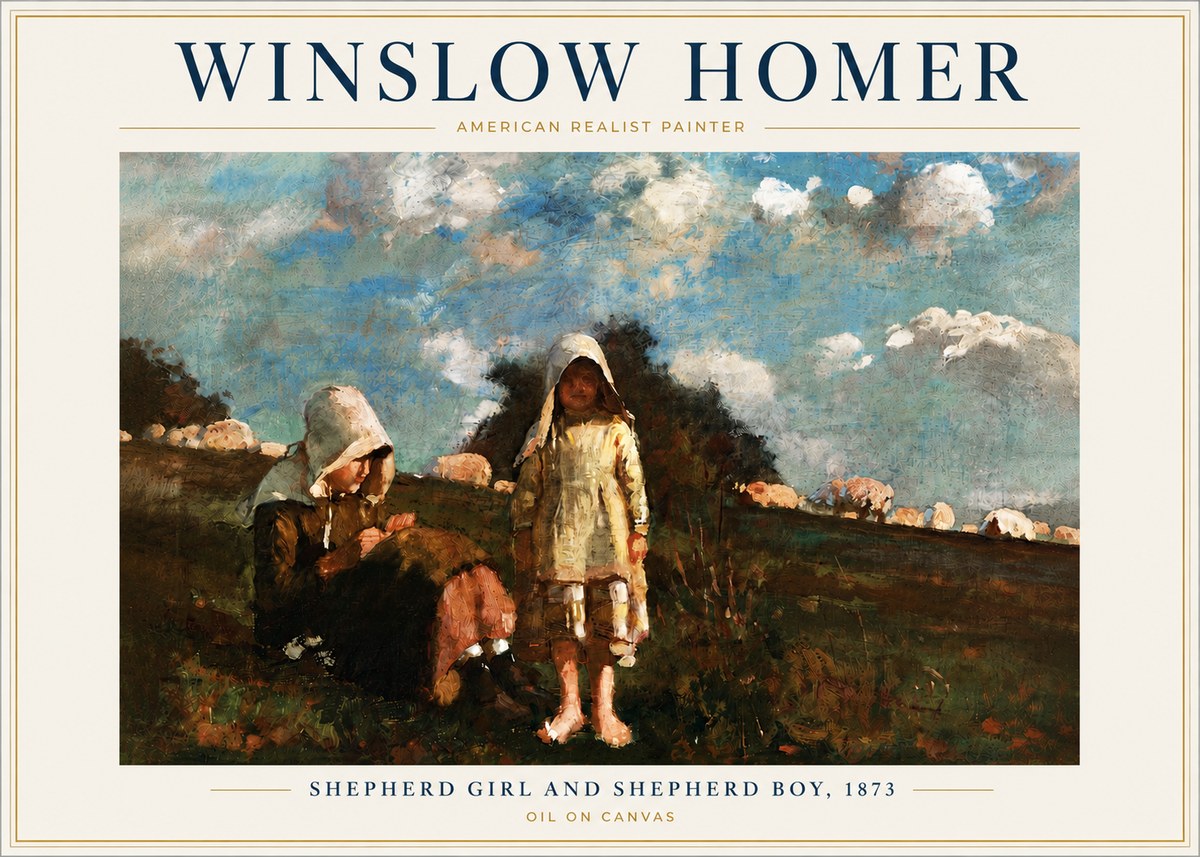 Winslow Homer Shepherd Girl and Shepherd Boy, 1873 No6 - Póster