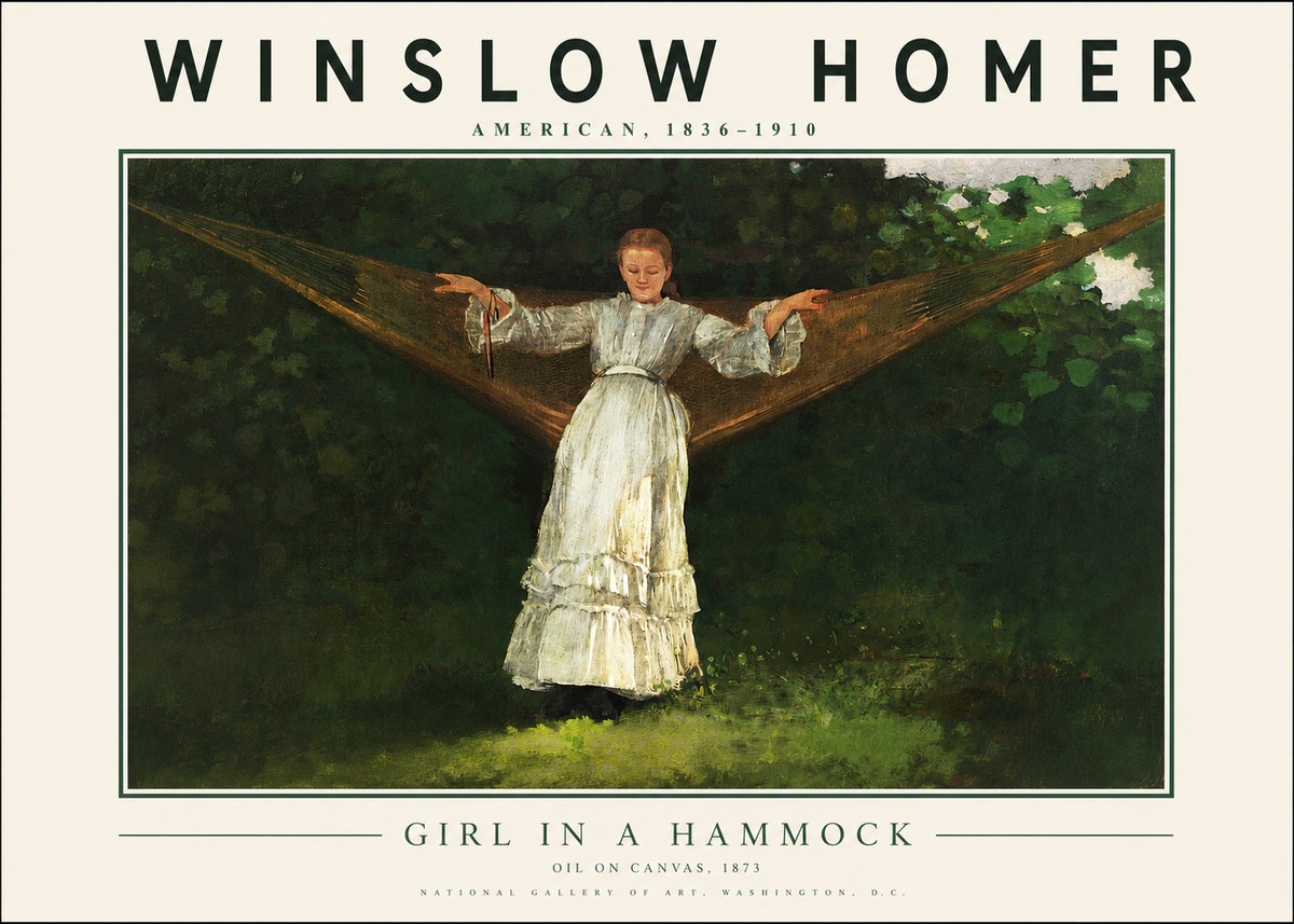 Winslow Homer Girl in a Hammock No2 - Póster