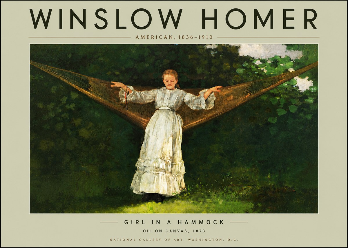 Winslow Homer Girl in a Hammock No4 - Póster