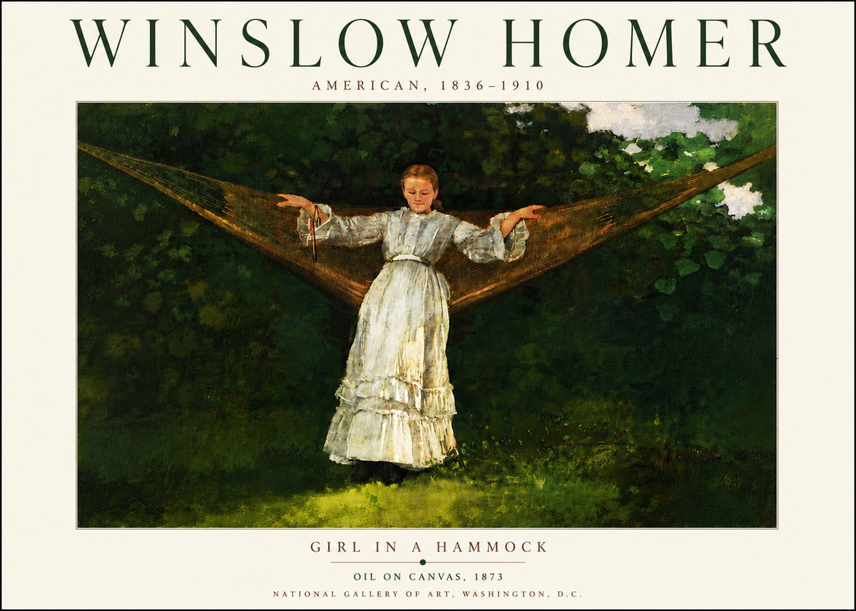 Winslow Homer Girl in a Hammock No6 - Póster