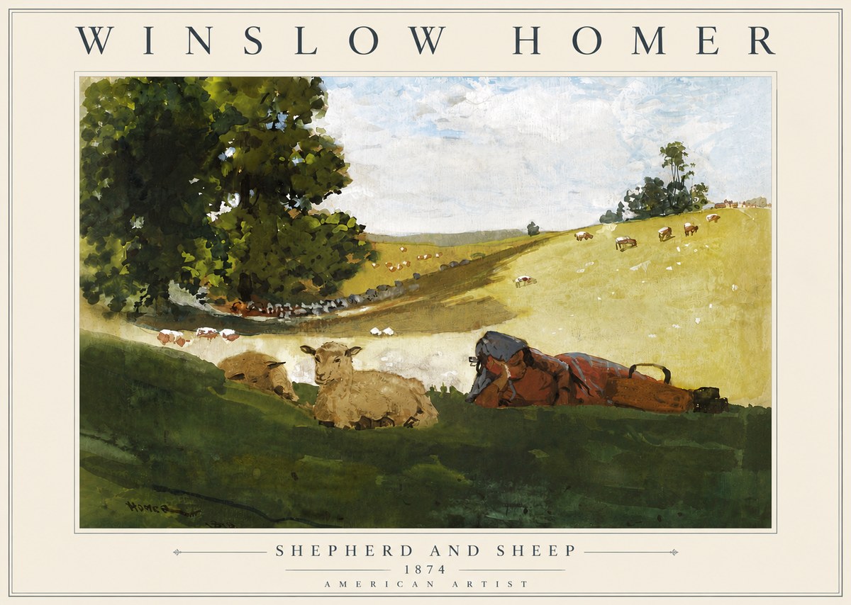 Winslow Homer Shepherd and Sheep No5 - Póster