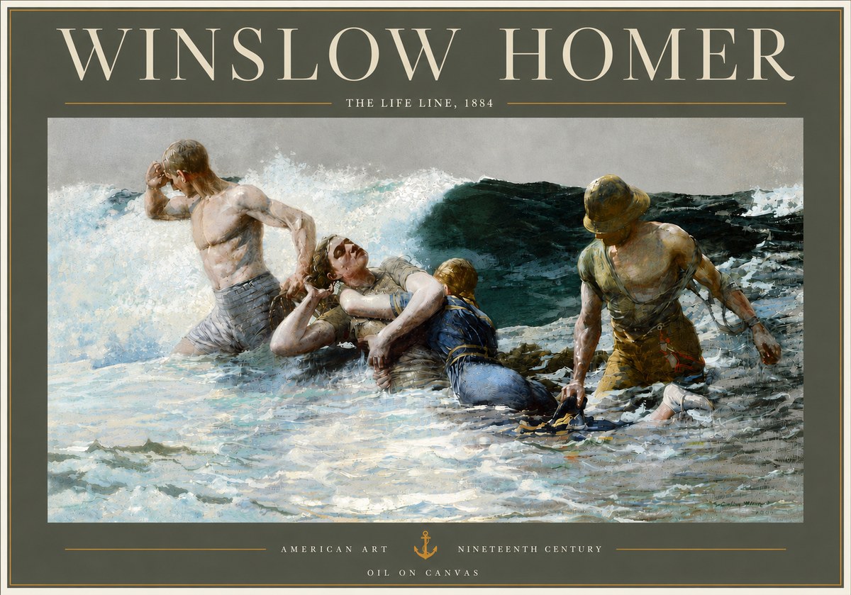 Winslow Homer The Life Line No4 - Póster