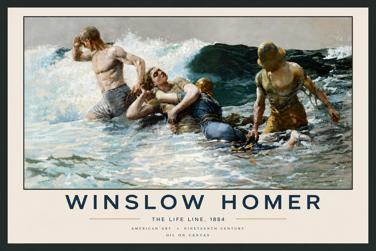 Winslow Homer The Life Line No6 - Póster