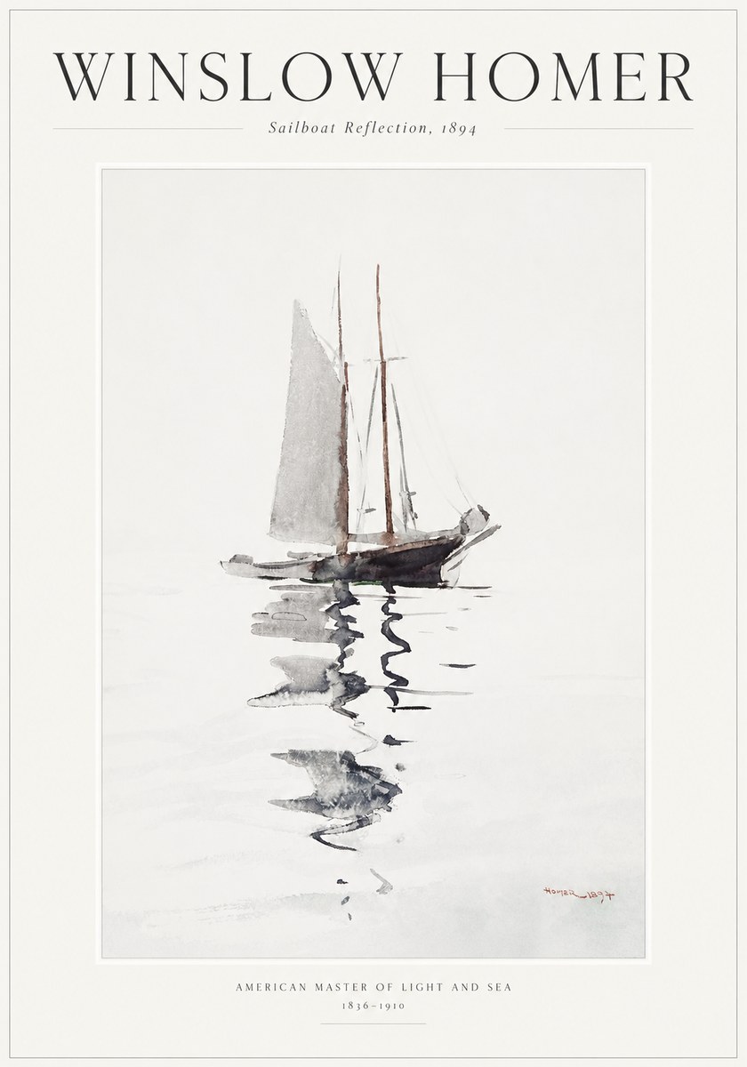 Winslow Homer Sailboat Reflection, 1894 No1 - Póster