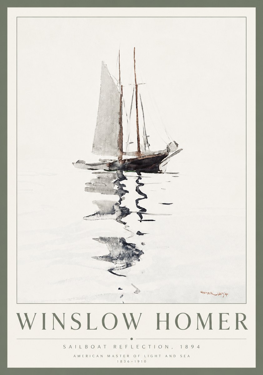 Winslow Homer Sailboat Reflection, 1894 No3 - Póster