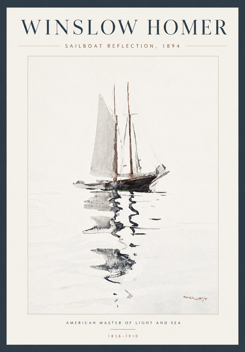 Winslow Homer Sailboat Reflection, 1894 No5 - Póster