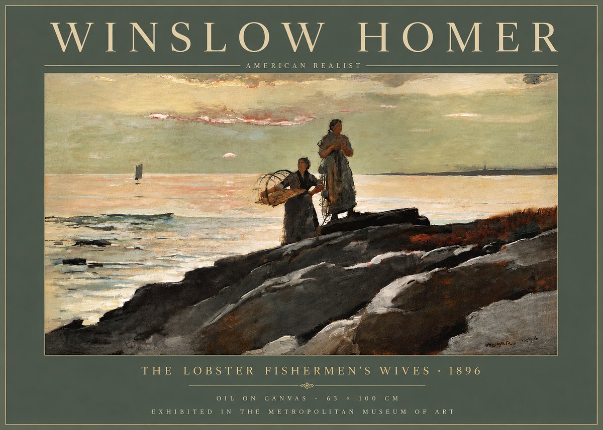 Winslow Homer The Lobster Fishermen's Wives No6 - Póster