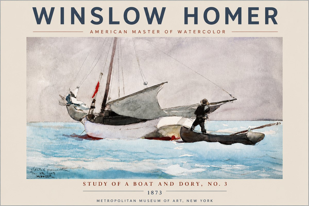 Winslow Homer Study of a Boat and Dory Watercolor, No. 3 No4 - Póster