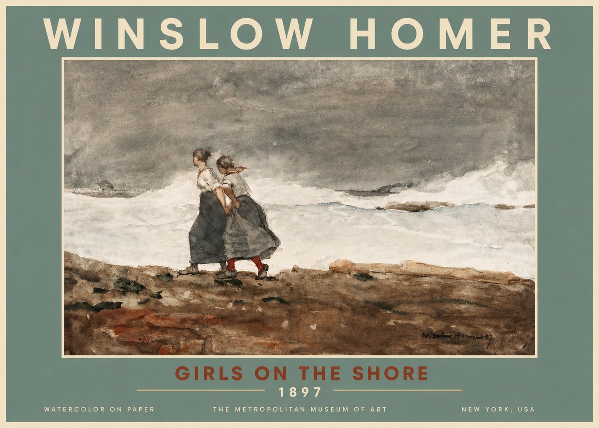 Winslow Homer Girls on the Shore No4 - Póster