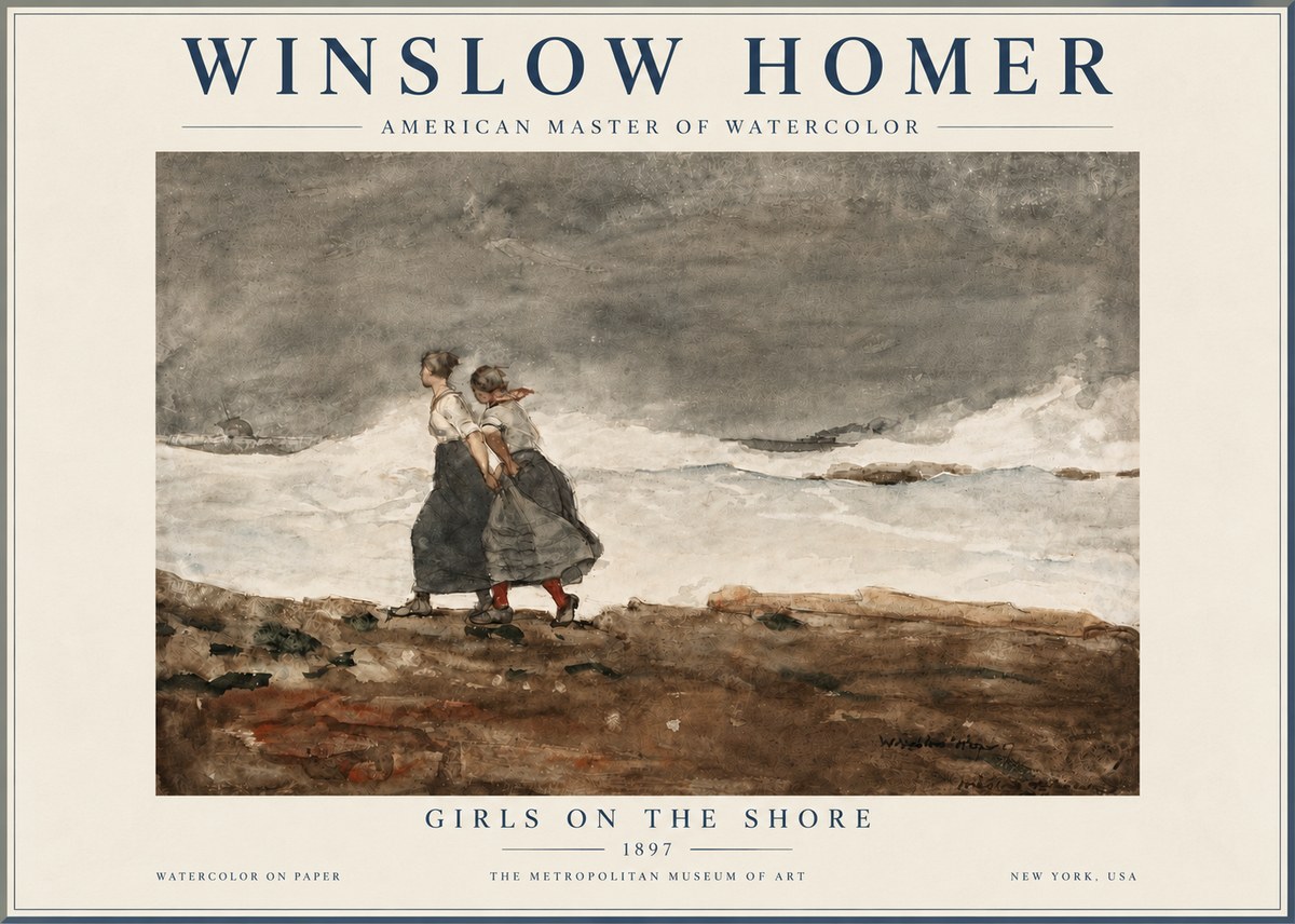 Winslow Homer Girls on the Shore No6 - Póster