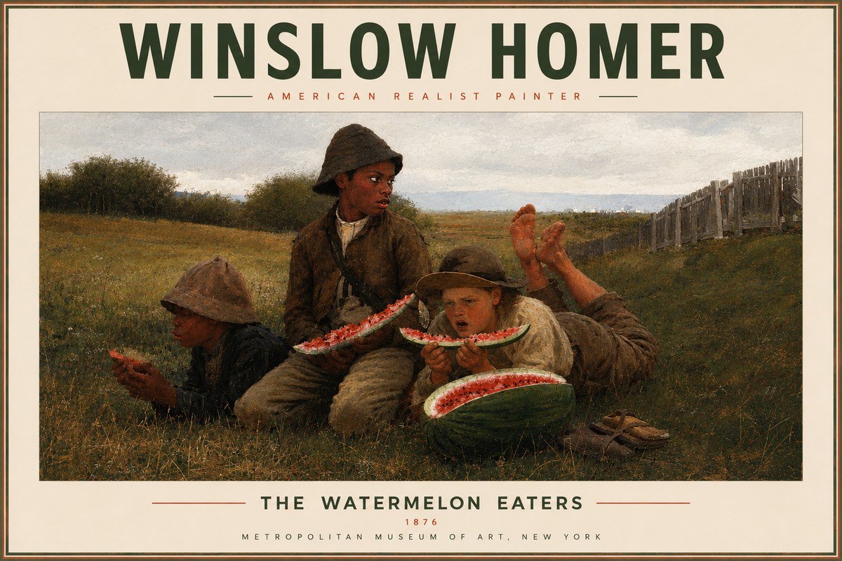 Winslow Homer The Watermelon Eaters No5 - Póster