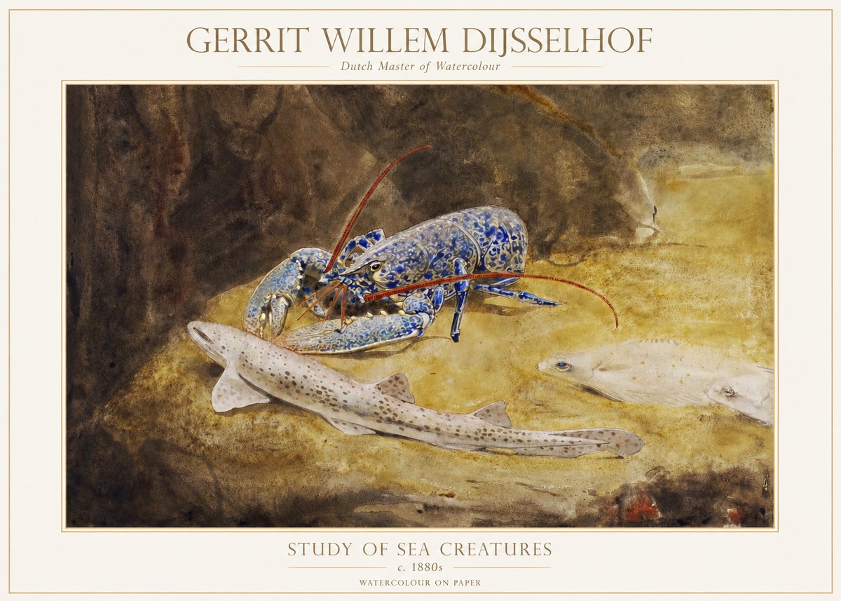 Gerrit Willem Dijsselhof Study of Sea Creatures No1 - Póster