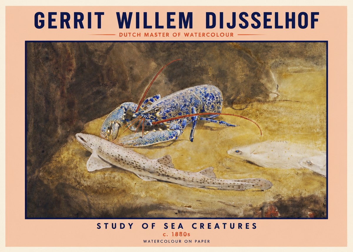Gerrit Willem Dijsselhof Study of Sea Creatures No2 - Póster