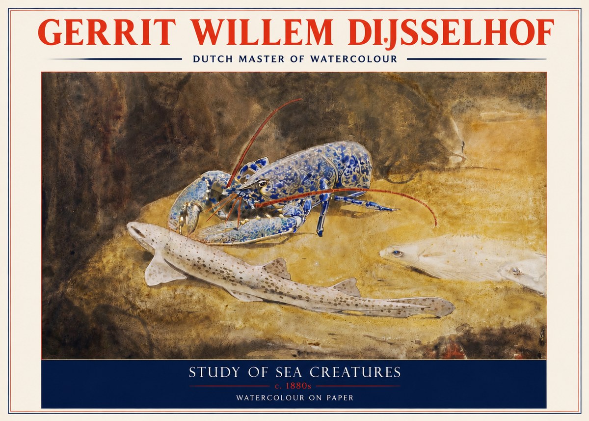 Gerrit Willem Dijsselhof Study of Sea Creatures No3 - Póster