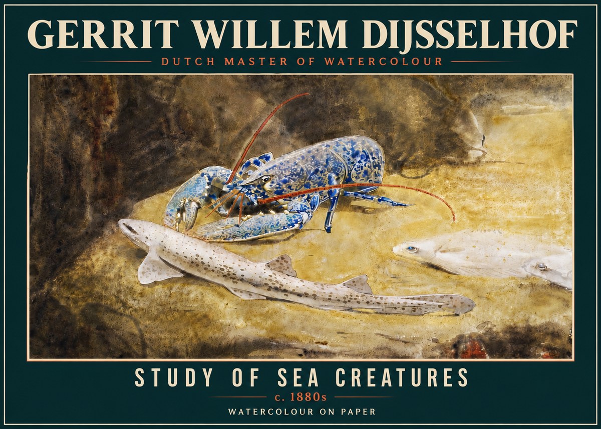 Gerrit Willem Dijsselhof Study of Sea Creatures No4 - Póster