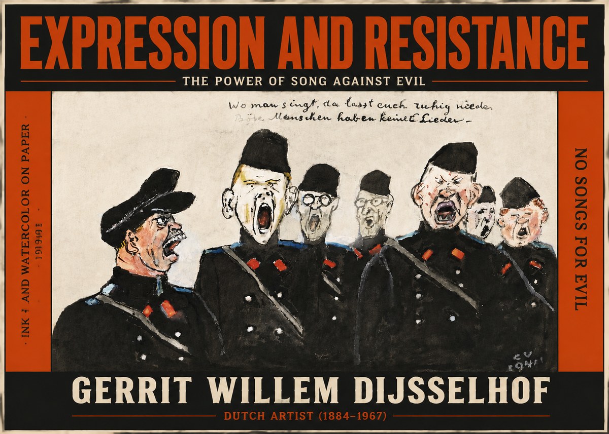 Gerrit Willem Dijsselhof Where Men Sing, There You May Rest in Peace; Evil People Have No Songs. No4 - Póster