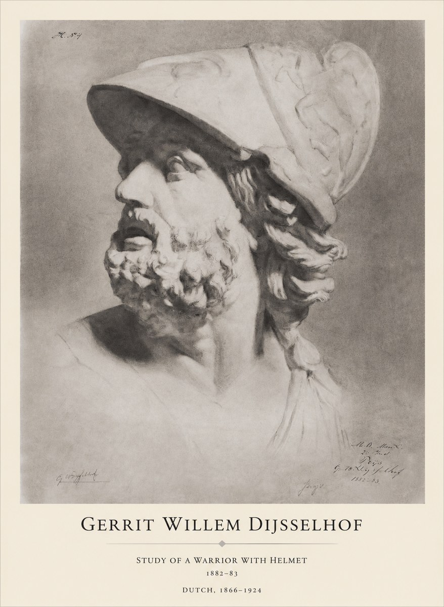 Gerrit Willem Dijsselhof Study of a Warrior with Helmet No1 - Póster