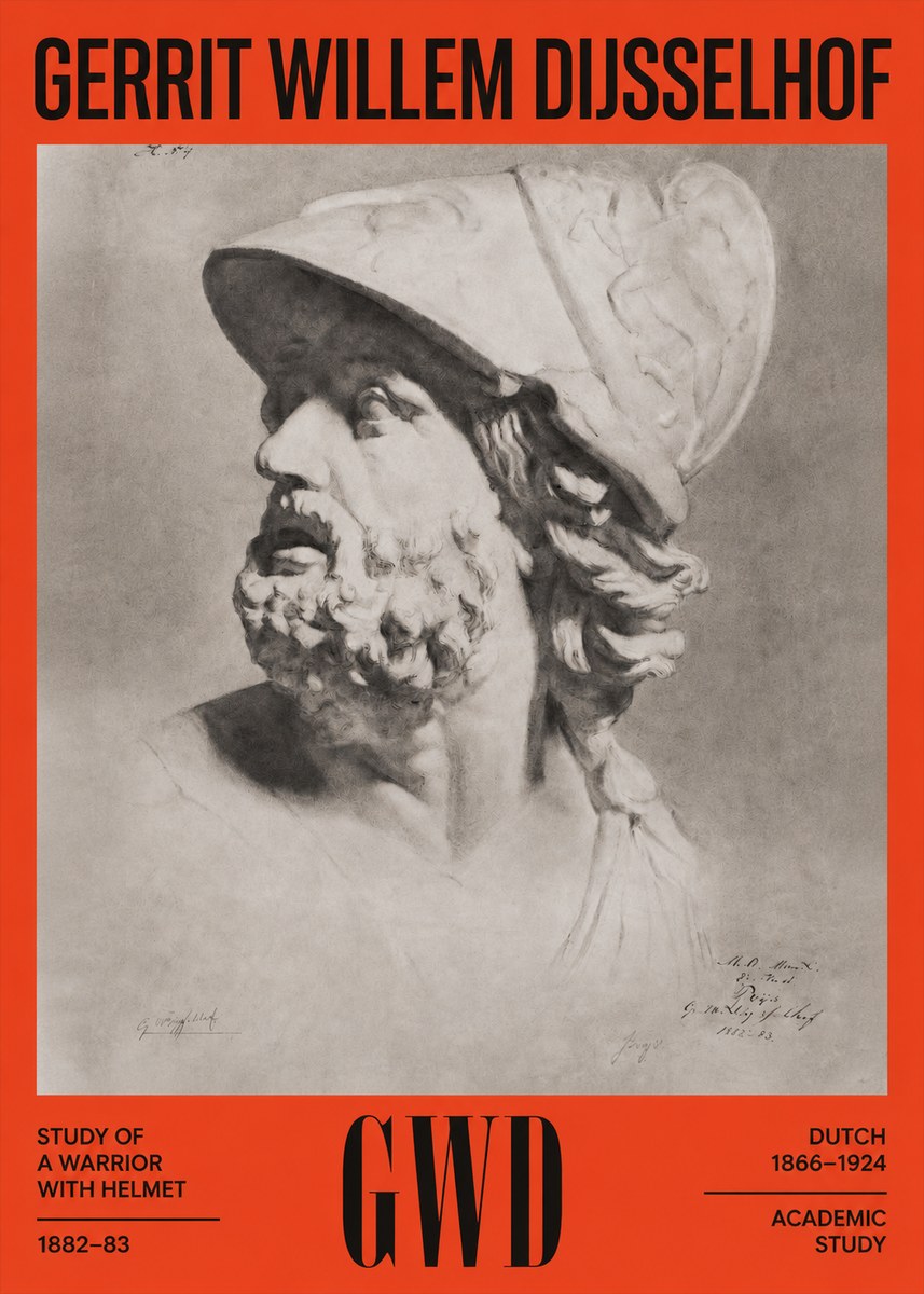 Gerrit Willem Dijsselhof Study of a Warrior with Helmet No2 - Póster