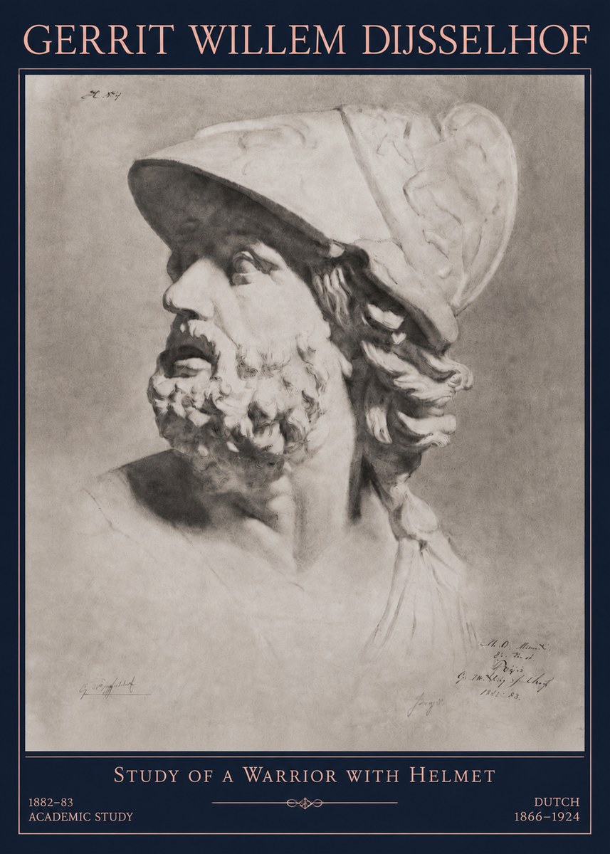 Gerrit Willem Dijsselhof Study of a Warrior with Helmet No3 - Póster