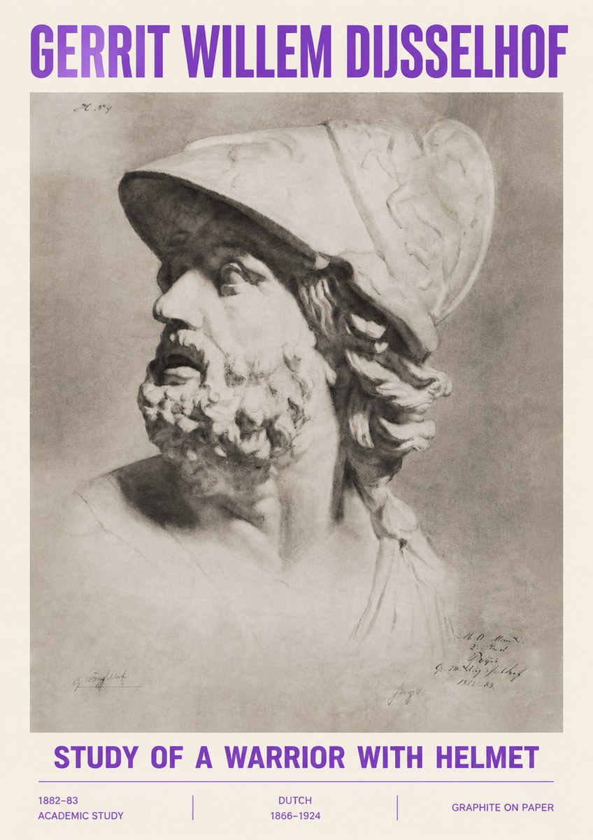 Gerrit Willem Dijsselhof Study of a Warrior with Helmet No4 - Póster