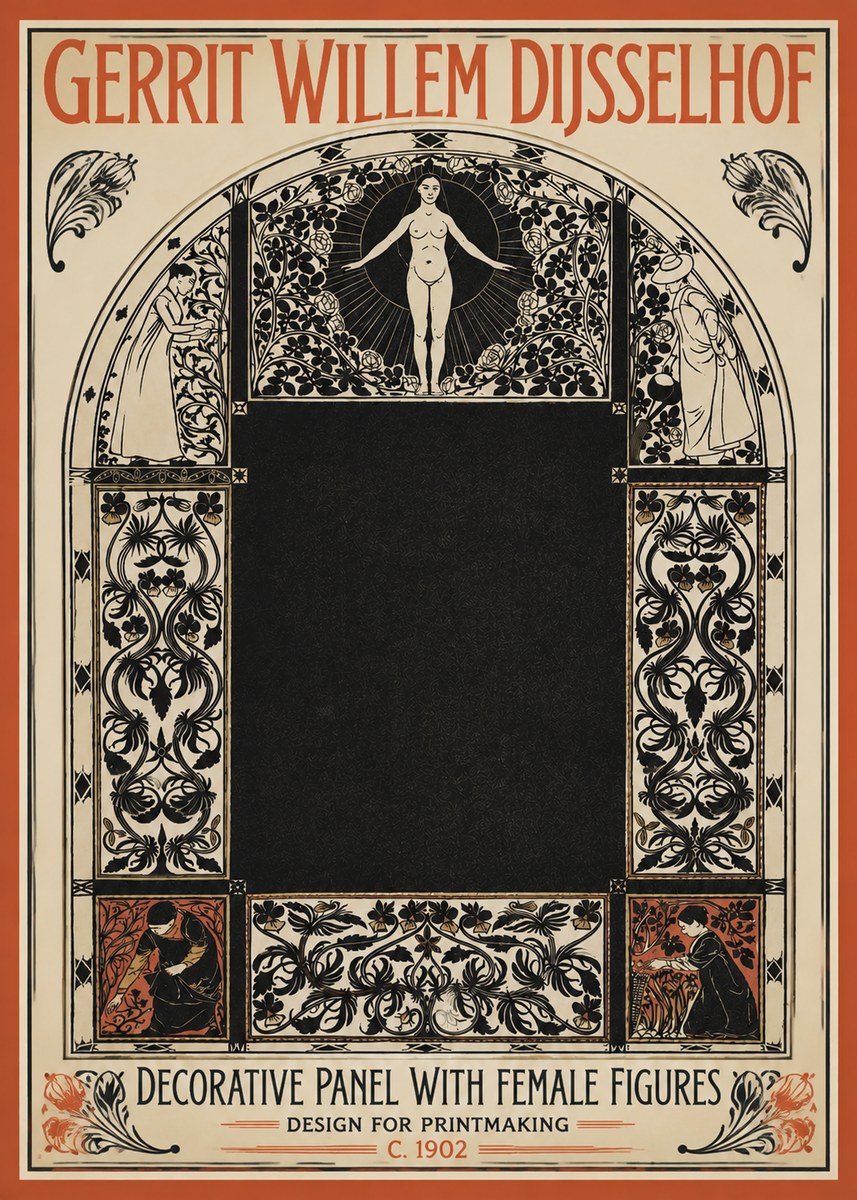 Gerrit Willem Dijsselhof Ornamental Composition with Figures No4 - Póster