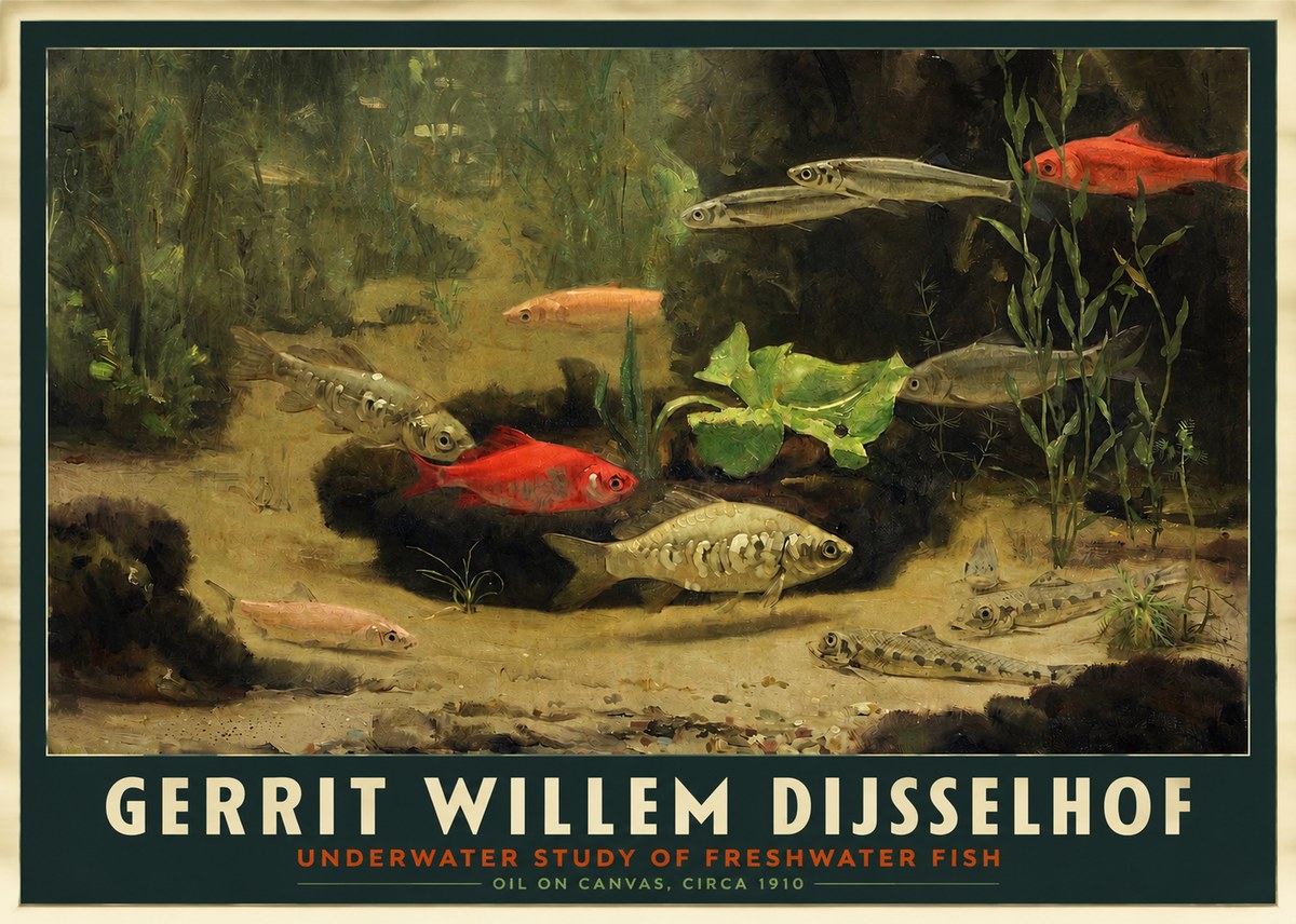 Gerrit Willem Dijsselhof Underwater Study of Freshwater Fish No2 - Póster