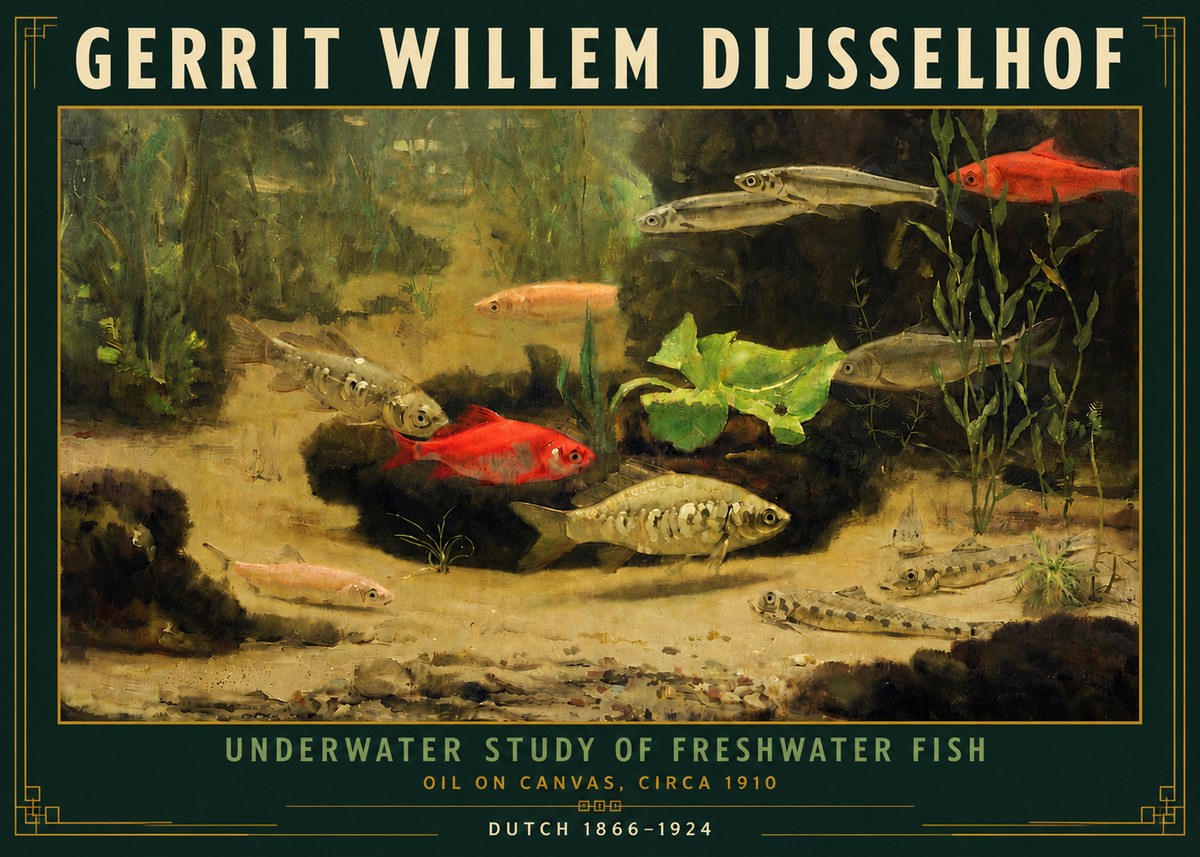 Gerrit Willem Dijsselhof Underwater Study of Freshwater Fish No5 - Póster