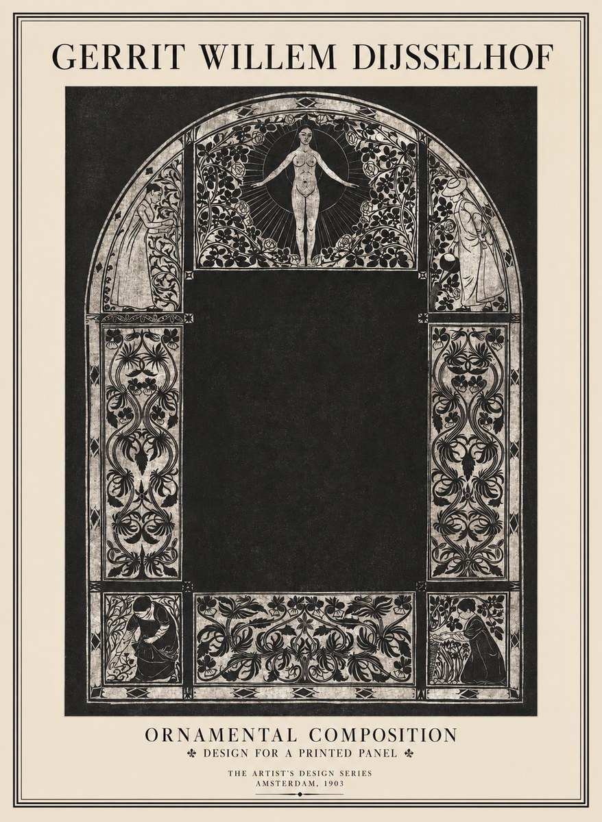 Gerrit Willem Dijsselhof Ornamental Composition - Design for a Printed Panel No1 - Póster