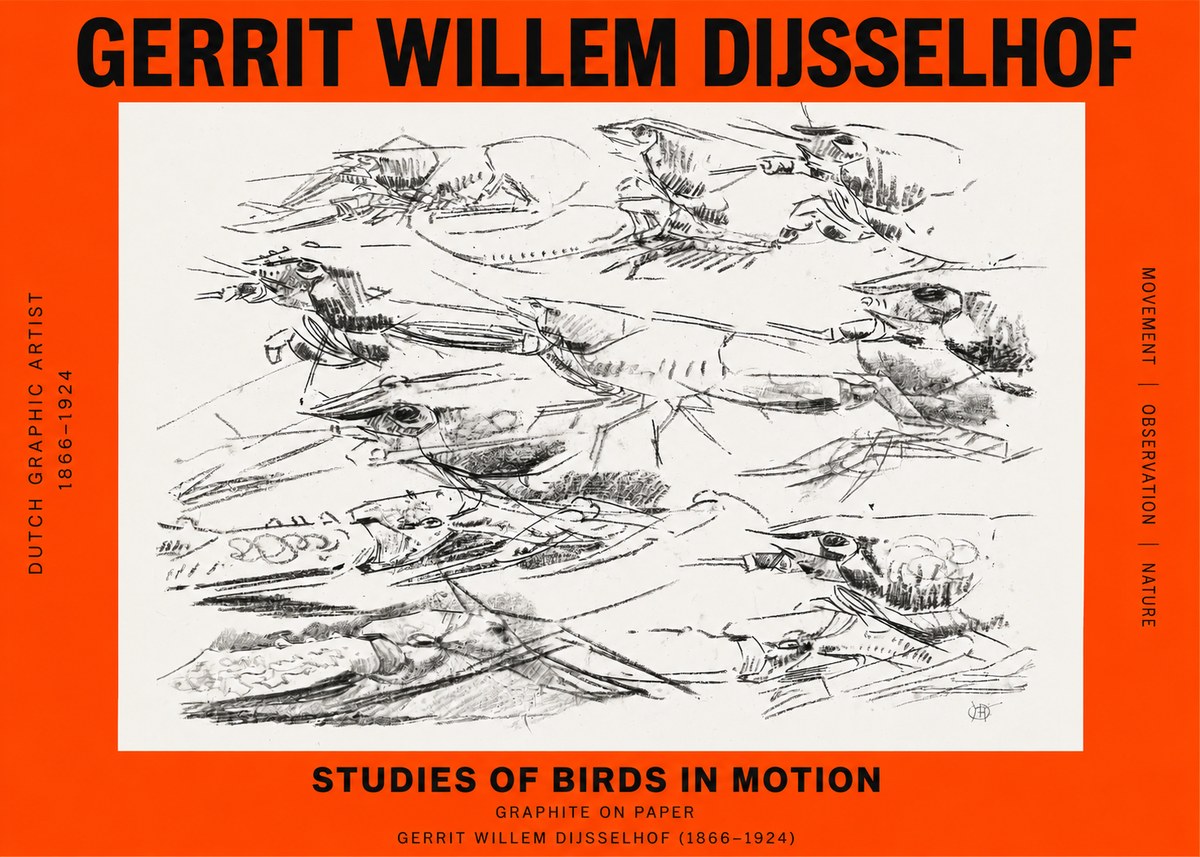 Gerrit Willem Dijsselhof Studies of Birds in Motion No2 - Póster